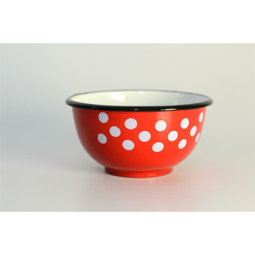Schale emailliert rot/weiß groß Ø ca.14cm